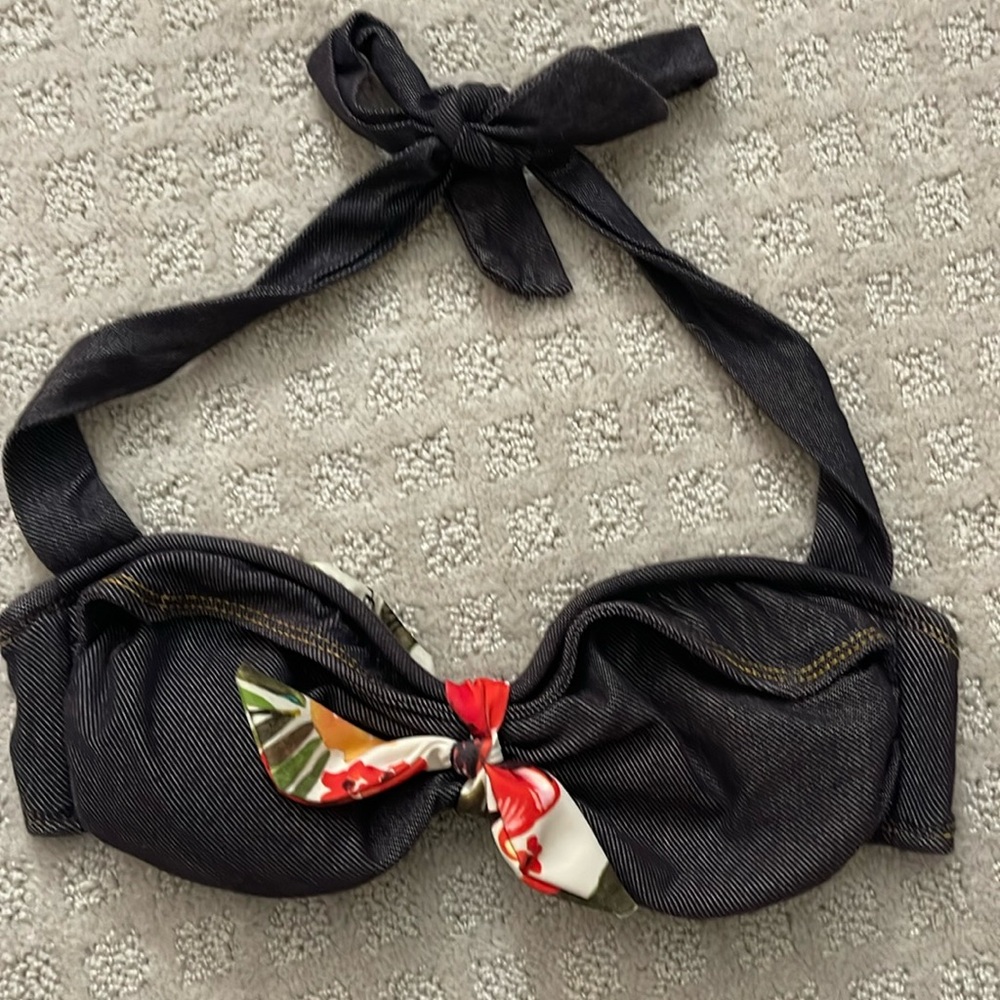 GUESS Extra Small Denim Bikini Top